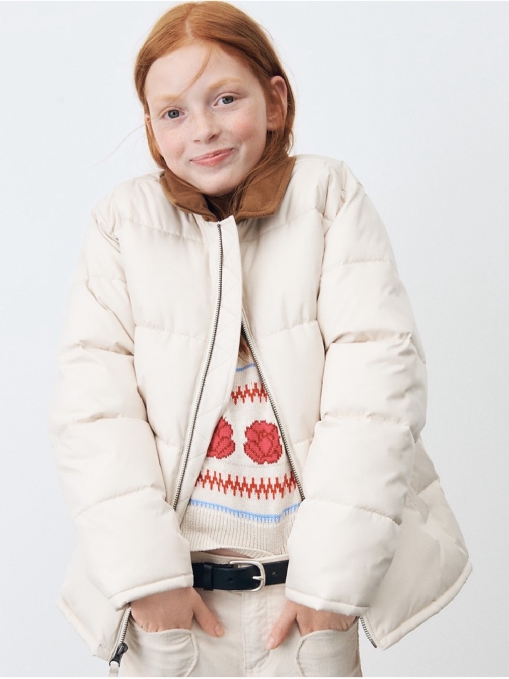New with tags J.Crew kids Puffer Barn Jacket with Corduroy Collar in Primaloft